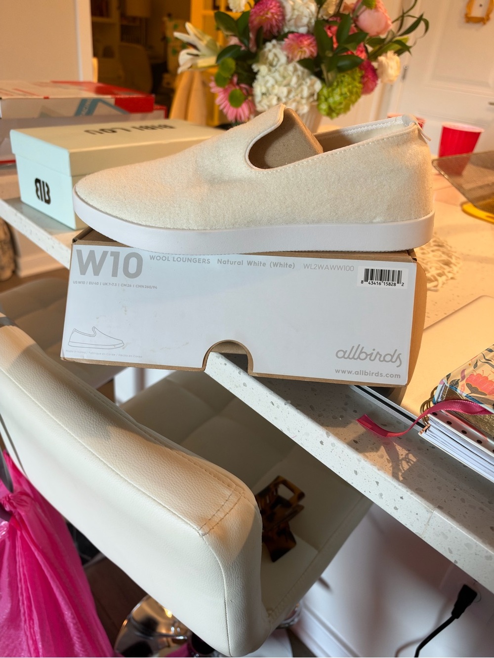 allbirds Natural White Wool Loungers Slip-On Mules
